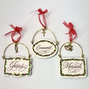 "Juego de 3 placas de adorno de Navidad 3x4"" signo de resina religioso Jesús Mesías" - Imagen 1 de 4