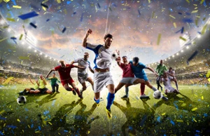 Foto Wandbild-FUSSBALL- (5592)-VLIES-Tapete-Sport Feldspieler Team XXL - Bild 1 von 1