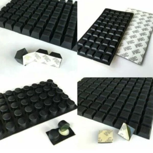 Black Rubber Feet Self-Adhesive Bumper Door Buffer Stop Furniture Table Pads - Picture 1 of 11