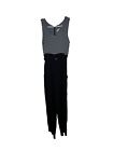 80s Jumpsuit Black Grey Statement Style Small-4 Made USA Spring Retro One Piece