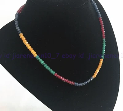 Collar de cuentas de piedras preciosas de ábaco multicolor natural 2x4 mm cierre de plata 18 pulgadas Z2143 Foto 1 de 4