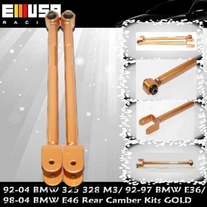 Rear Adjustable Camber Kits FOR  92-01 BMW 325/328/M3/1992-1997E36/98-04 E46GOLD - Picture 1 of 10