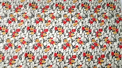 18X22 1940'S REPO OFF WHITE W RED GOLD BLACK ABSTRACT COTTON FABRIC FAT QUARTER  - Image 1 of 2