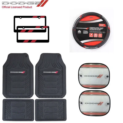 9PC DODGE Car Truck Suv Van Rubber Floor Mats Steering Wheel Cover SunShade Set - Изображение 1 из 4