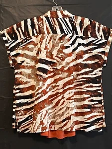 Calvin Klein SzXL Animal Print Striped Blouse - Picture 1 of 6