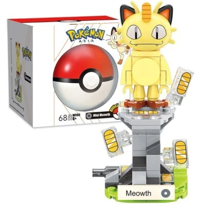 ✅ Official Pokémon Meowth Building Blocks Set 68Pcs Creative Fun Toy NEW - Image 1 of 4