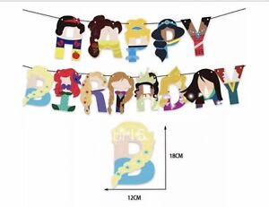  Princess Happy Birthday Banner Bunting Flag Hanging Party Decoration