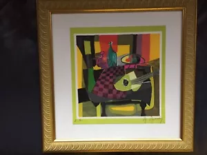 Marcel Mouly /ap 22x22.5 cm "w/ MANDOLIN Still Life - Picture 1 of 8