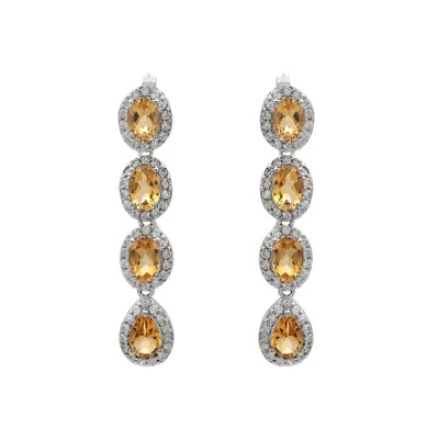 Natural Citrine Long Earrings 925 Sterling Silver Christmas Jewelry Gift Women - Image 1 of 4