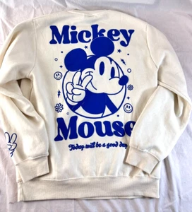 Disney Mickey Mouse Sweatshirt Size Large Cream “Today Will Be A Good Day” - Picture 1 of 11