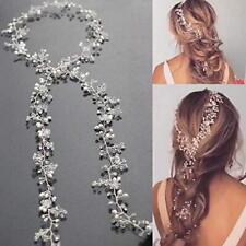 Yean Wedding Hair Vine Long Silver Bridal Headband Accessories for Bride and