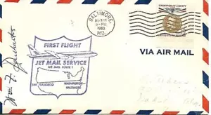 First Jet Airmail Flight Baltimore MD - San Francisco CA 3/18/60 AAMC#J483 - Picture 1 of 1