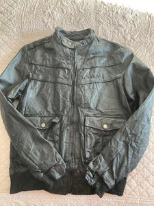 VINTAGE Mens black leather jacket, zip front, with pockets. Mid length. - Picture 1 of 9