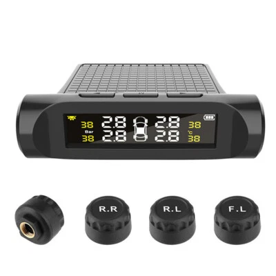 Car TPMS Tire Pressure Temp Monitor System LCD Digital Display 4 External Sensor - Image 1 of 4