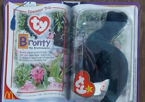Vintage Ty Teenie Beanie Babies Dinosaur Trio Bronty Brontosaurus McDonald's '95 - Picture 1 of 5