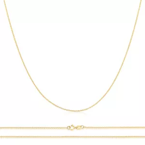 Men Women 14K Yellow Gold Chain 0.7mm For Pendant & Charm Rolo Chain Necklace - Picture 1 of 1