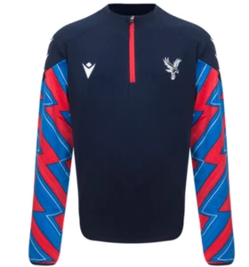 Macron Crystal Palace 2024 - 25 Authentic 1/4 Zip Training Top - Navy Blue/Red - Picture 1 of 7