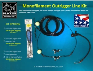 Outrigger Rigging Kit - Pre-rigged 50 FT Mono Lines -Add Clips, Hal-Lock Pulleys - Picture 1 of 2