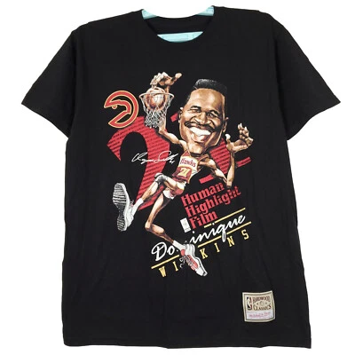 Camisa pequena Atlanta Hawks Dominique Wilkins Mitchell & Ness arte personagem nova com etiquetas - Imagem 1 de 4