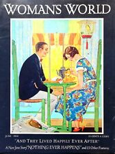 1936 WOMAN'S WORLD Magazine Cover Only Art Couple Love Parakeets Rare Vintage