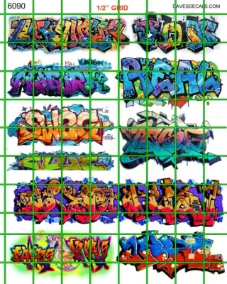 6090 DAVE'S DECALS URBAN GRAFFITI WALL BOXCAR STREET ART CITY GRID 1/2" - Image 1 of 4