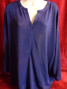 WOMENS XL DANA BUCHMAN BLUE PULLOVER SEMI-SHEER TOP/BLOUSE 95% POLY, 5% SPANDEX - Picture 1 of 7