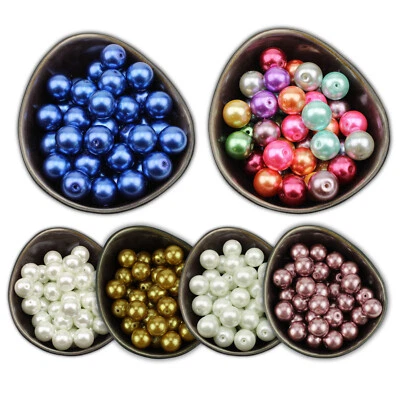 50x Glasperlen 12mm Glänzend Metallic Glas Perlen Set Glas Mix Schmuck Basteln - Bild 1 von 4