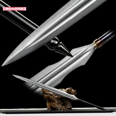 Overlord Sword Hunting Spear Spearhead Dagger Sharp Damascus Steel Blade Y1506 - Image 1 of 4