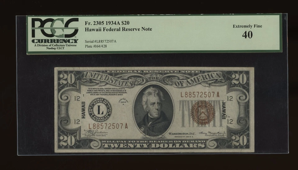DBR 1934-A $20 FRN Hawaii Fr. 2305 PCGS XF-40 Serial L88572507A - Image 1 of 2