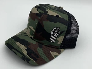 NWT Kenworth Camo & Black Mesh Trucker Hat W/ Flag Patch Adjustable - Picture 1 of 7
