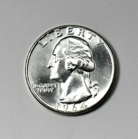 1964 Silver Washington Quarter U.S. Mint 90% Silver Uncirculated B.U Cover