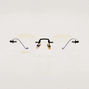 Ultra Light Rimless Glasses Oval Titanium for Men Women Retro Vintage Rose Gold - Bild 1 von 15