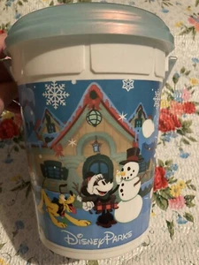 Disney Parks Mickey & Friends Holiday popcorn bucket Iridescent Blue lid Mint - Picture 1 of 9