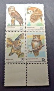 1978 US Stamp Scott #1760-1763 - 15 Cent Block 4 - Owls - MNH/OG/VF - Picture 1 of 2