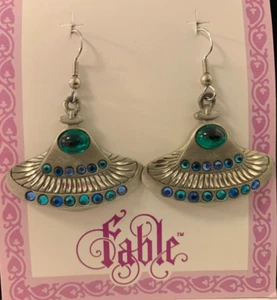 Rare Silver & Pewter diamond cut UFO hook earrings - Picture 1 of 1