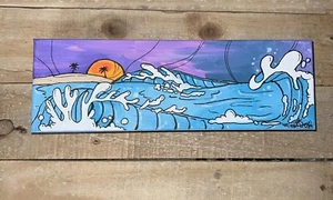 12 X 4 pulgadas Lienzo Shortiez Tinta Arte Pintura Galería Decoración Isla Noche Fiesta Sol - Imagen 1 de 1