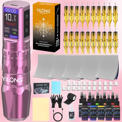 Tattoo Gun Kit Complete Adjustable 6-Stroke Rotary Pen Machine with Ink Needles - image 1 of 4