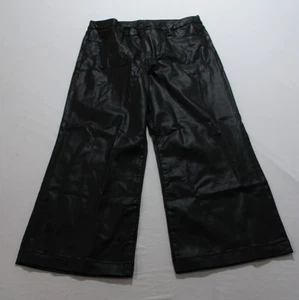 Kut from the Kloth Women's Petite Coated Meg Wide Leg Pants LB3 Black Size 14 - Picture 1 of 6