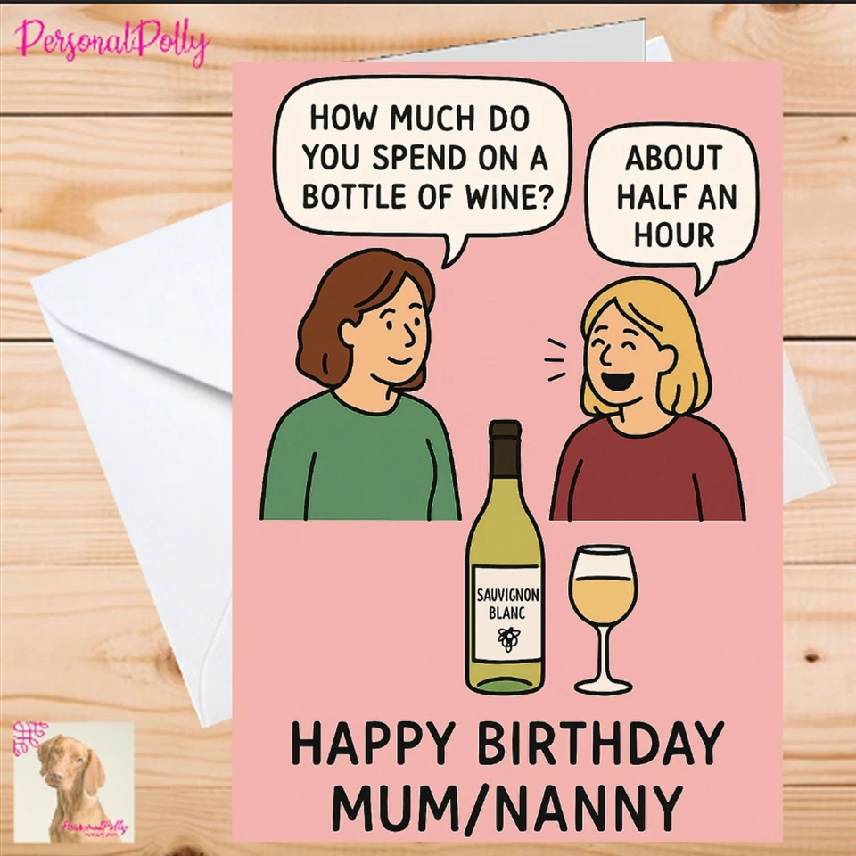 Personalised Wine Card Birthday Champagne Funny Alcohol Sauvignon Joke - Image 1 of 1