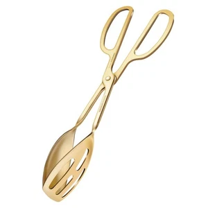 9.65" Titanium Coated Stainless Steel Salad Tongs, Ergonomic Scissor-Tong Des... - Picture 1 of 7