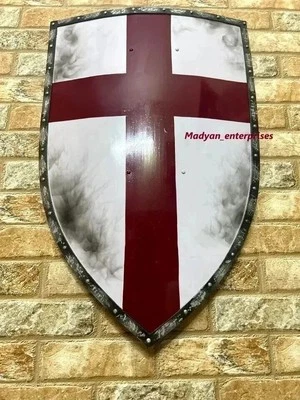 28英寸中世纪骑士十字军圣殿骑士红十字加热器盾牌战斗战士 — 第 1/4 张图片