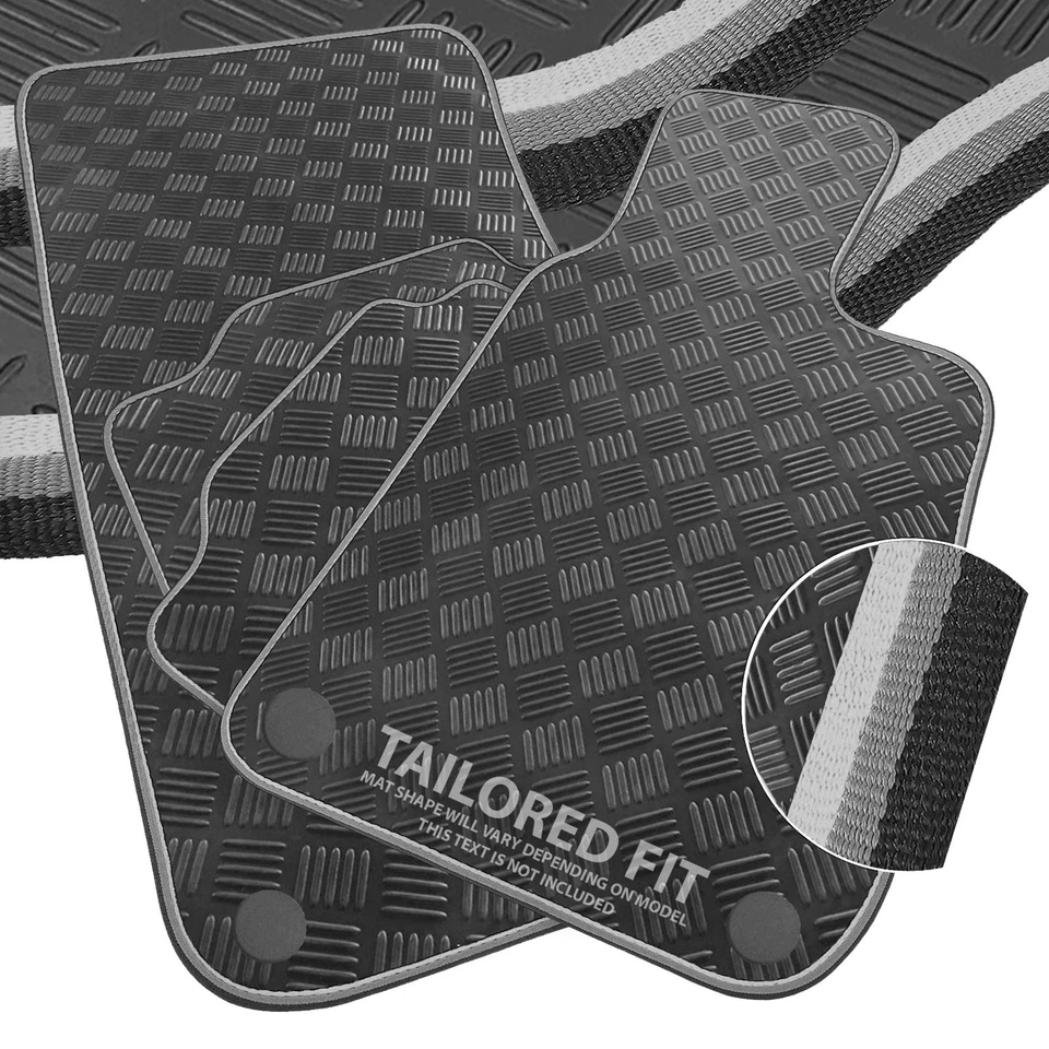 To fit Chevrolet Epica 2006-2010 Checker Rubber Car Mats + Dual Trim [NC] - Image 1 of 1