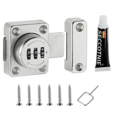 Schrank Passwort Riegel Zahlenschloss Sicherheitsschloss mit Kleber Silber - Bild 1 von 4