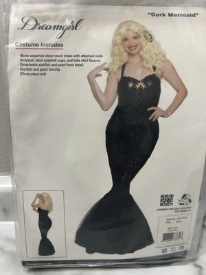 Dreamgirl Sirena Oscura Adulto NUEVO Pequeño Disfraz de Halloween Negro Foto 1 de 4