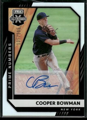 #122 Cooper Bowman 2021 Panini Elite Extra Edition #/205 Prime Numbers A - Image 1 of 2
