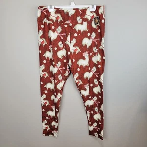 Dren Designs Lovely Llama Print Poly Spandex Ankle Leggings Extended Plus Size - Picture 1 of 7