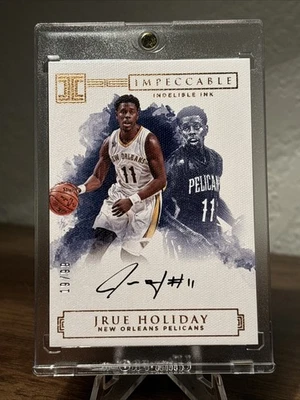 2016-17 Panini Impeccable Jrue Holiday tinta indeleble en tarjeta automática/99 Pelicans Foto 1 de 3
