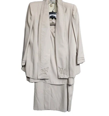 Executive Collection Women’s 18 Beige 3 Pc Skirt Suit Blazer Tank Career Church Foto 1 de 4