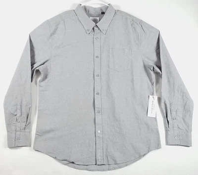 NUEVA Camisa Five Four Para Hombre XL Gris Algodón Manga Larga Calce Regular Foto 1 de 4