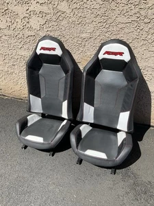 2-Polaris RZR XP 1000 XP Turbo Seats White Black Seats Red Stitch Blem #69 - Picture 1 of 19